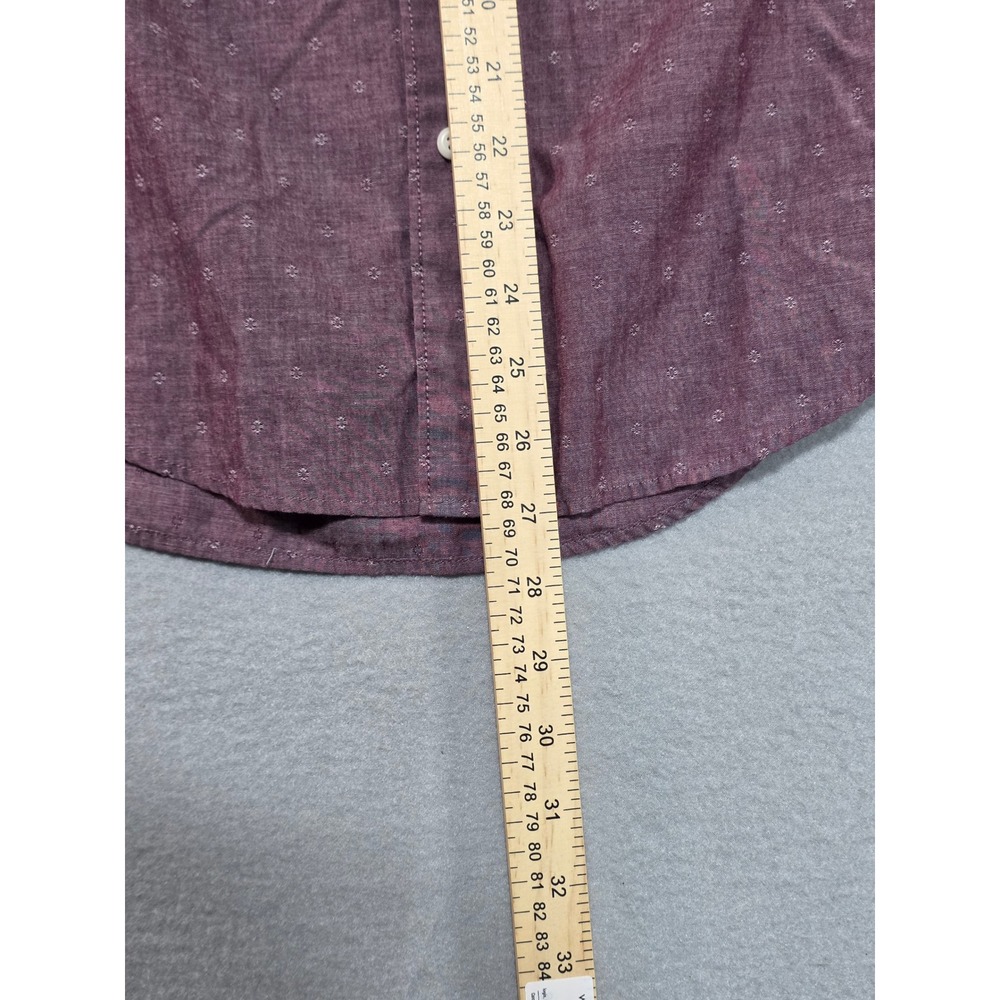 Hawker Rye Mens Slim Fit Long Sleeve Button Down Shirt Burgundy Micro Print XS - Picture 6 of 7